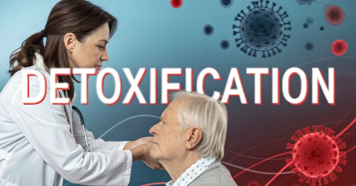 text detoxification background of female doctor