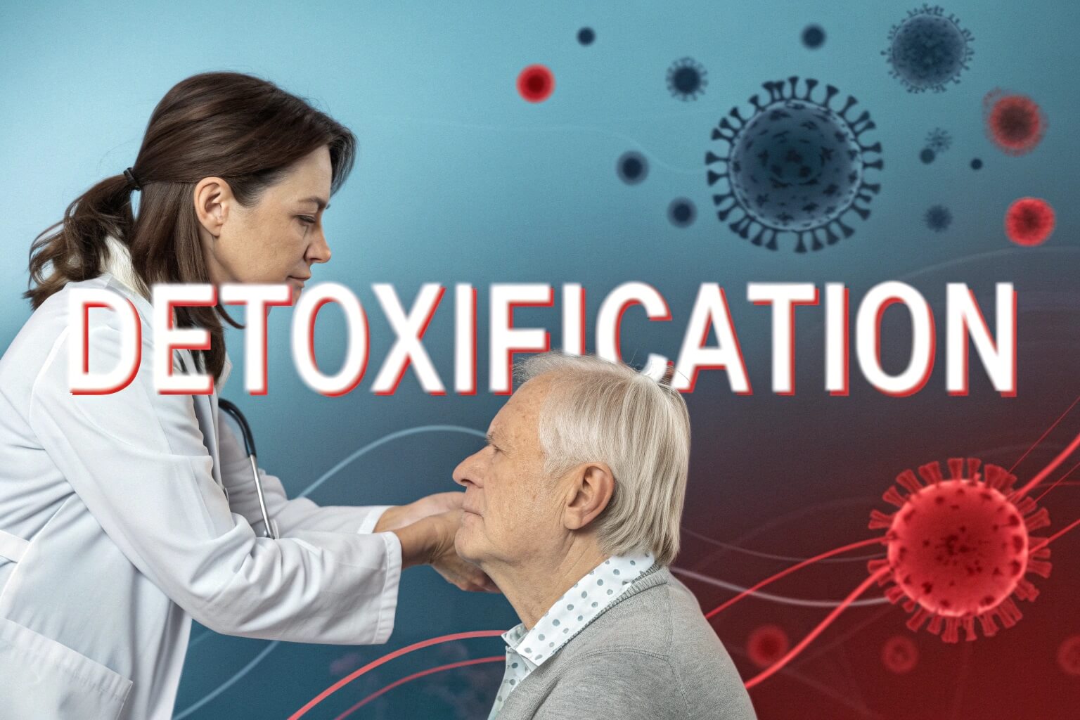 text detoxification background of female doctor